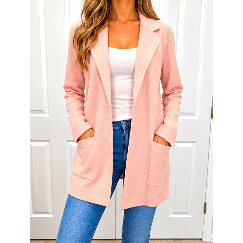Magaschoni Women’s Light Pink Wool Blend Open Front Cardigan Jacket  Size M  NWT